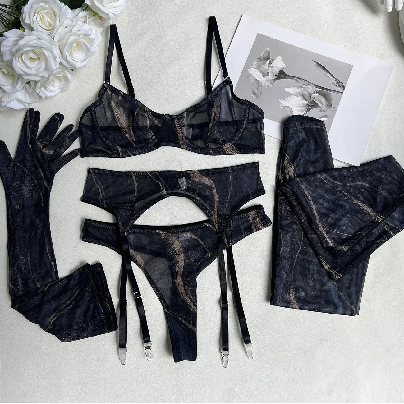 Serena | 5-piece Tie Dye Lingerie Set